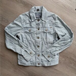 Eddie Bauer Light Blue Pinstripe Cotton Jean Jacket